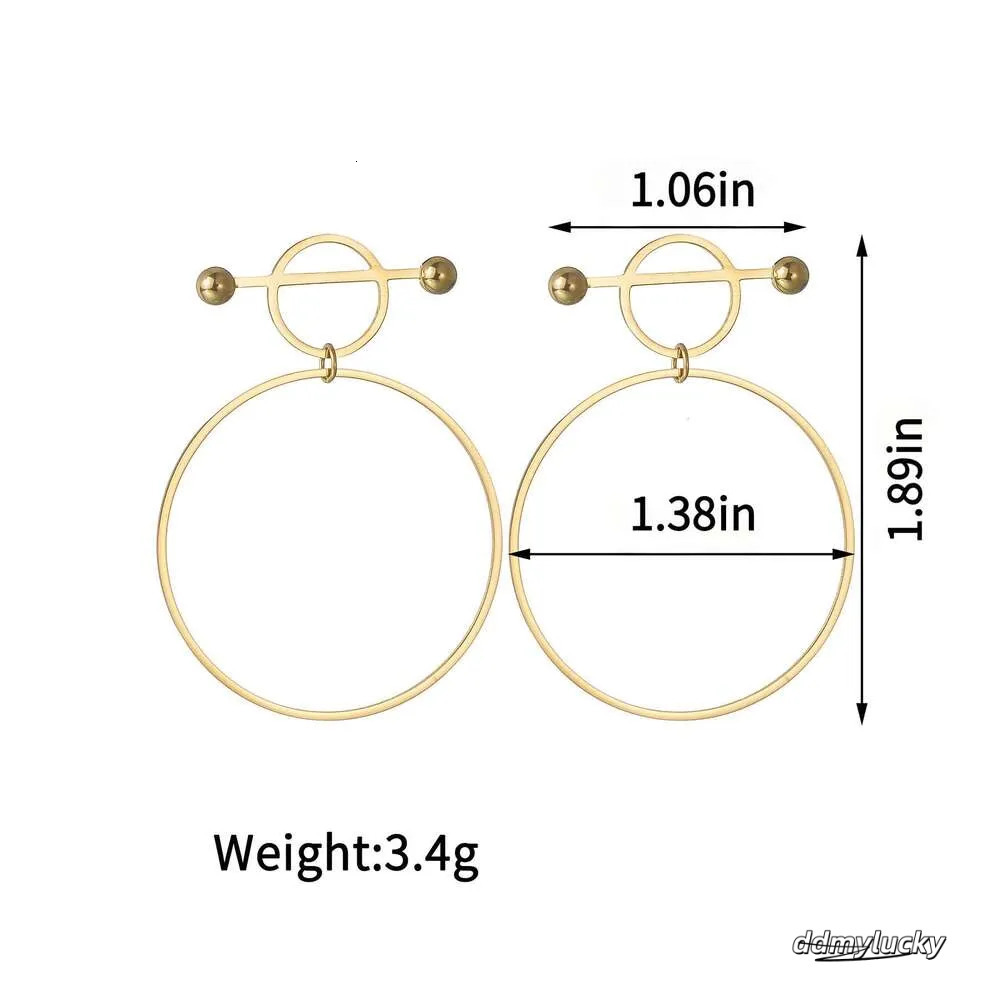 Gold-Plated Hoop Earrings: Stainless Steel Fashion Jewelry For Women - Circle Design Ddmylucky