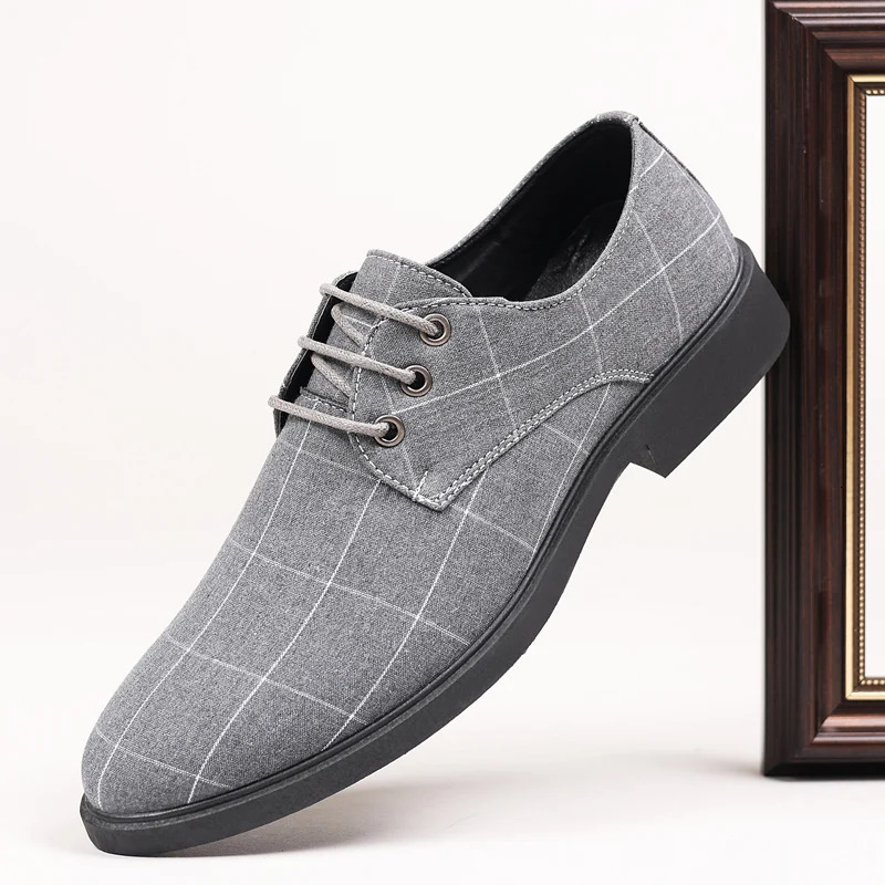 Mens Formal Shoes Canvas Shoes Pointed Wedding Shoes Lace Up Business Casual Shoes Mens Formal Shoes Business Casual Series 251023