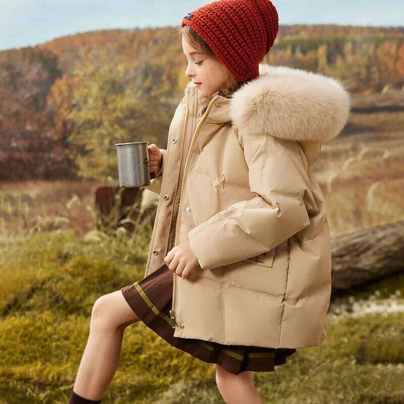 Winter Children Girls Hooded Waterproof Thick Warm Teenage Girl Down Jacket Coat 5-12 Years Kids Parkas