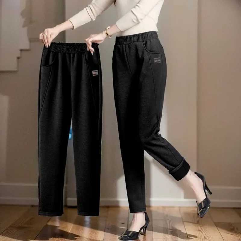 Fleece Thickened Sweatpants Autumn Fleece Thicken Warm Sweatpants Elasticwaist Harem Pants Female Warm Drawstring TrousersT251025