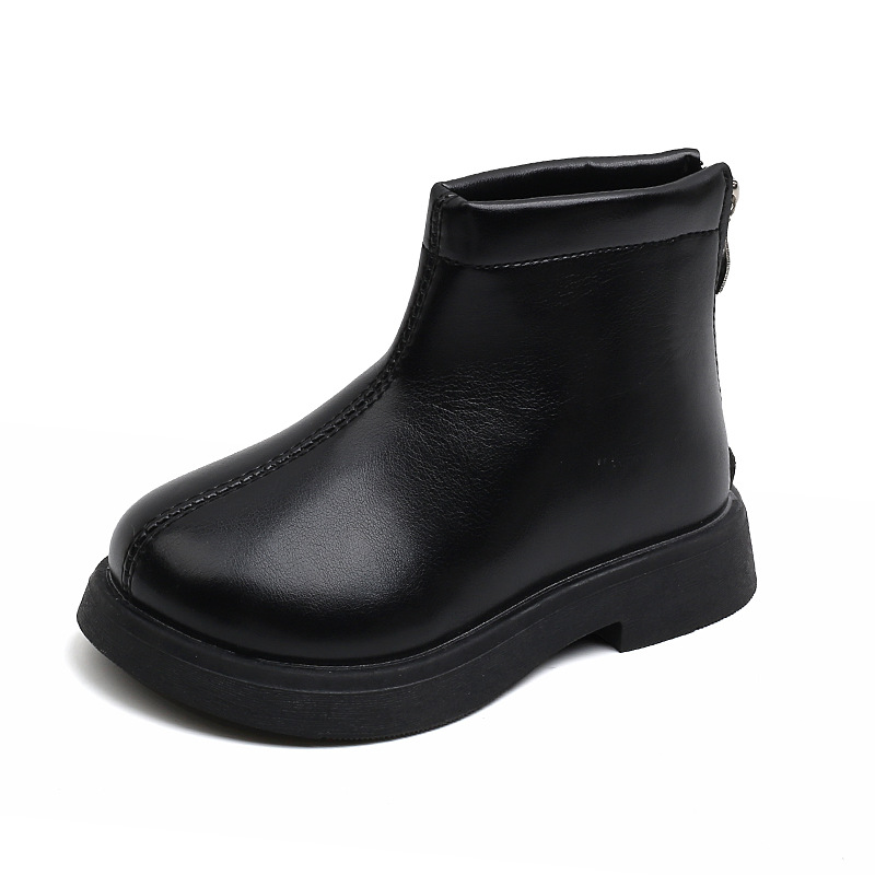 Girl Boots Design Kids Girls Ankle Boots Children Toddler Short Leather Boots Kidsnest Black Brown Color Side Zipper Sizes 22 - 31 K1184