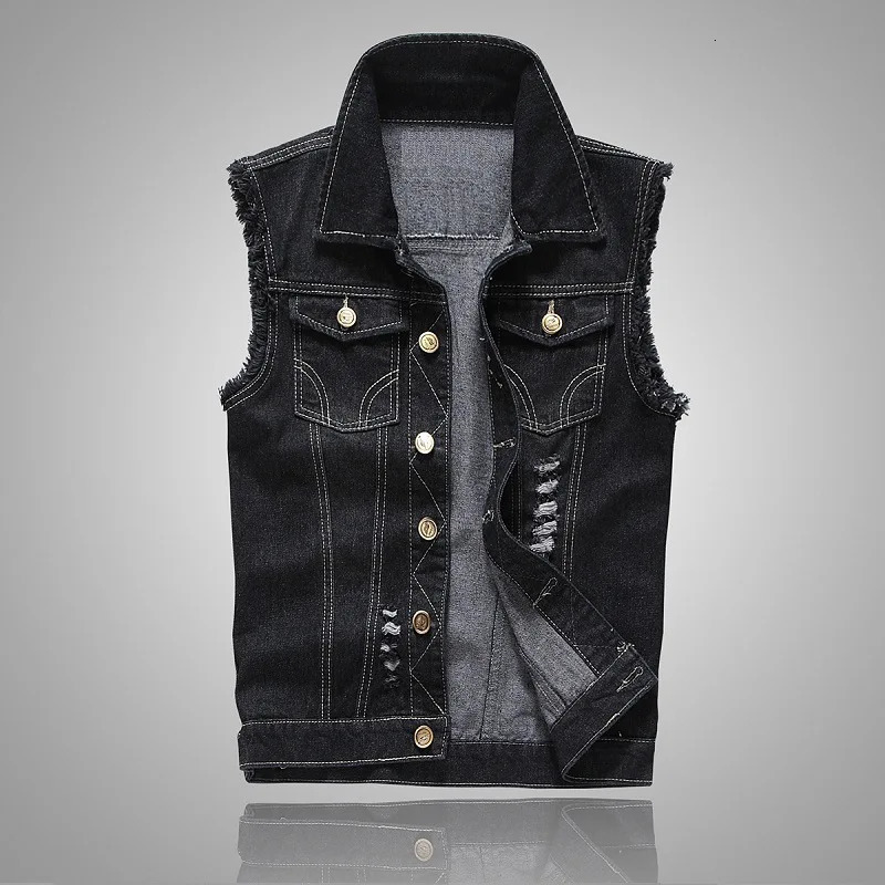 Cowboy vest mens spring and autumn slim fit denim jacket casual sleeveless top with two chest pockets 251017