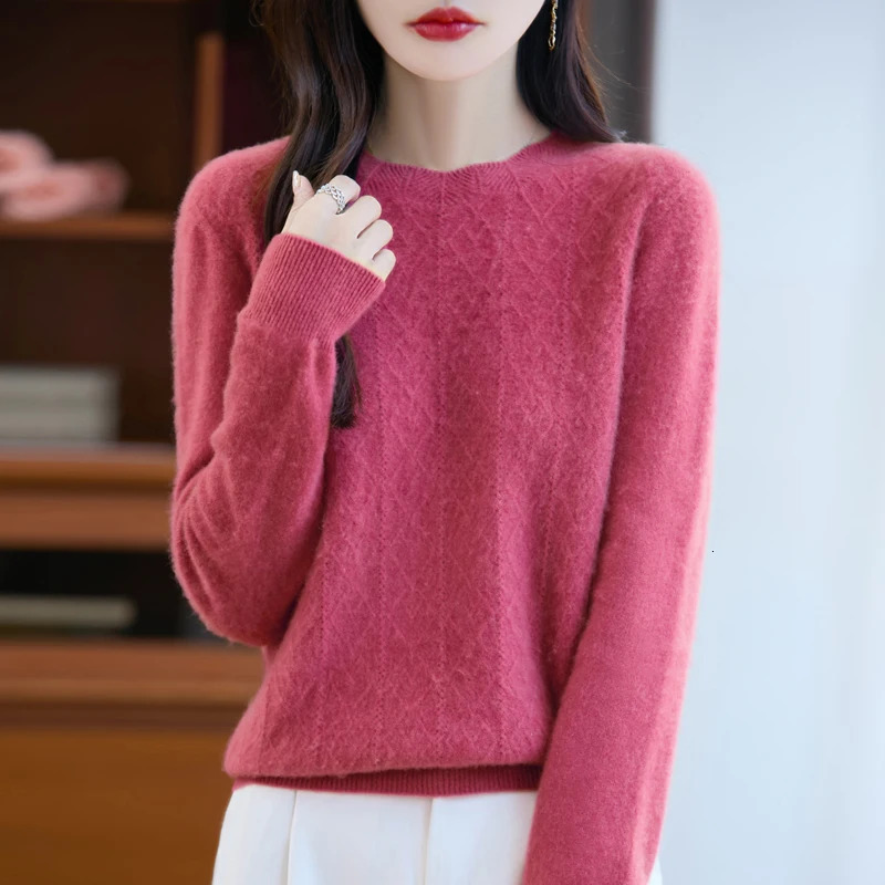 Womens Sweater Oneck 100 Merino Wool Knitwear Cashmere Pullover Autumn Winter Long Sleeve Grace Solid Comfortable Clothes Top 251023
