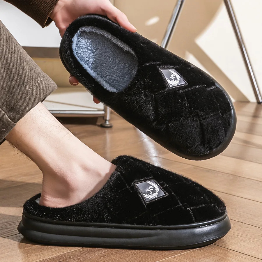 Pmoiste Fur Slippers Men Home EVA Platform Cushion Warm Soft er Living Room Shoes Cozy Nonslip High Quality Indoor251020