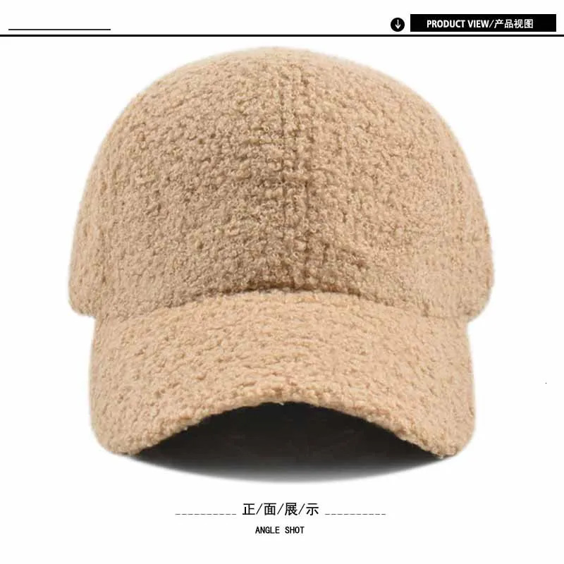 Winter Hat Womens Solid Color Lamb Fleece Baseball Hat Mens Outdoor Thick Warm Duck Tongue Hat Windproof Hat 251023