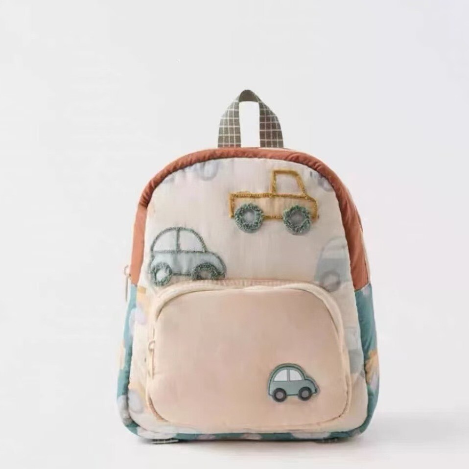 New fashionable cartoon car embroidery cute children's backpack designer personalized embroidery