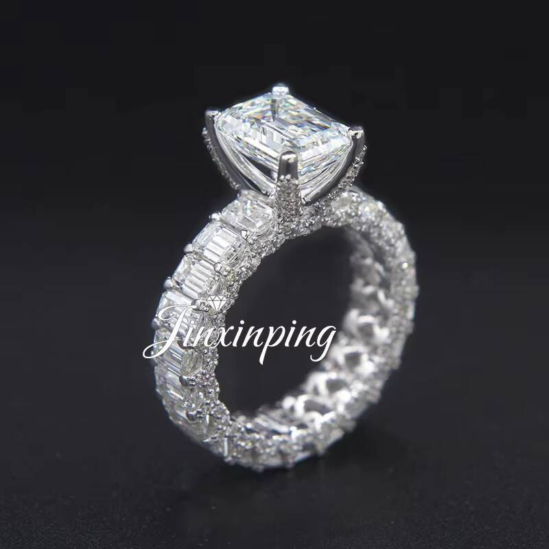 Hot Selling Design Custom Moissanite Jewelry Big Emerald Cut Diamond Engagement Ring Fashion Band Rings