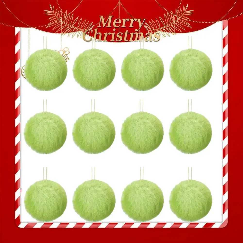 12pcs Plush Christmas Ball Decoration Christmas Tree Decoration Christmas Party Christmas Tree Home Furnishings C251024