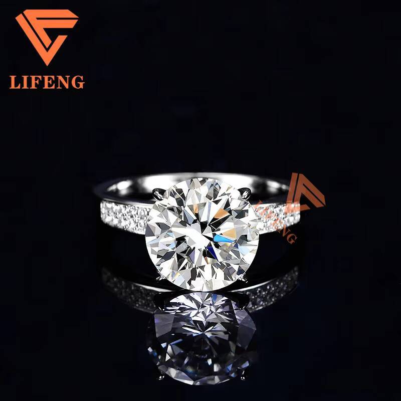 Custom Jewelry Engagement Ring Classical Main Stone 2ct Round Shaped Eternity Jewelry Moissanite Promise Ring