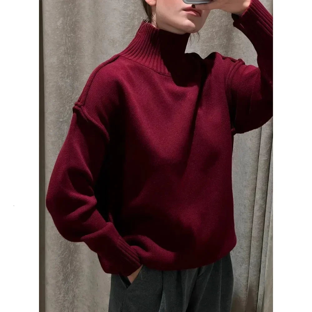 Zekey Autumn Winter Womens Solid Color Knitted Turtleneck Sweater Female Warm FashionThick Loose Casual Pullovers 251021