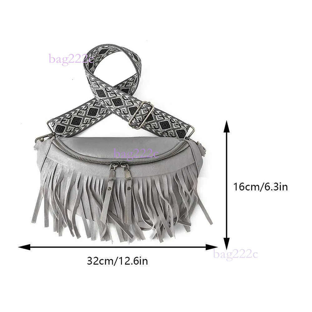 Rretro Tassel Pleated Ladies Fanny Pack Euro-America PU Leather Solid Women's Bum Fashion Fringe Chest Bag With Guitar Strap H7.1#39