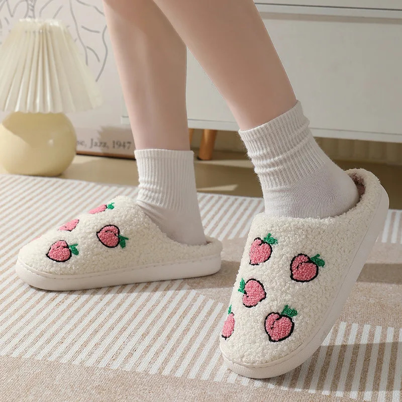 Slippers Women Cute Fruit Women Winter Indoor Warm Soft Sole Breathable Comfortable Nonslip Bedroom Casual Flats Cotton Shoes251020