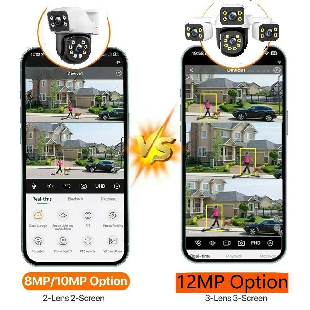 IPC360 He 6K UHD Outdoor WiFi IP Camera 12MP Triple Lens with AI Human Detection 4K Auto Tracking for CCTV Security Monitoring C251025