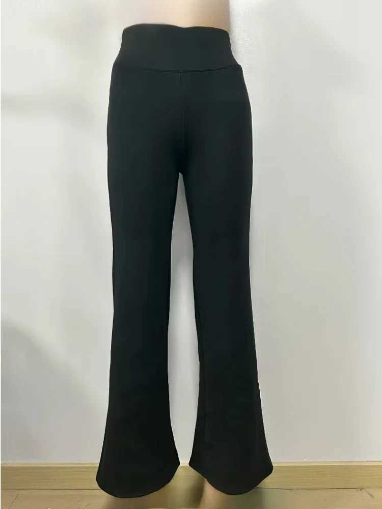 Fleece Thick Flare Pants High Waist Warm Winter Leggings Korean Fashion Y2k Wide Leg Yoga Sport Fitness Leggings Plush PantsT251025