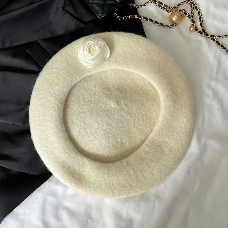 Vintage Wool Beret For Wen Big ral Design Winter Hats For Wen Fashionable Casual Black White Y251025