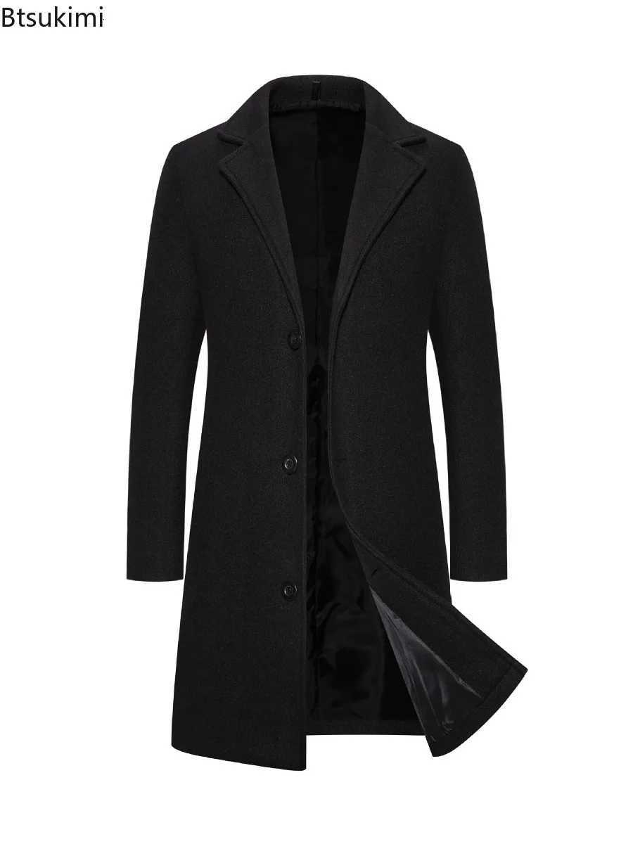 2025 Autumn Winter Mens Woolen Coats Fashion Singlebreasted Business Casual Slim Windbreak Jackets New Men Clothing OvercoatsT251025