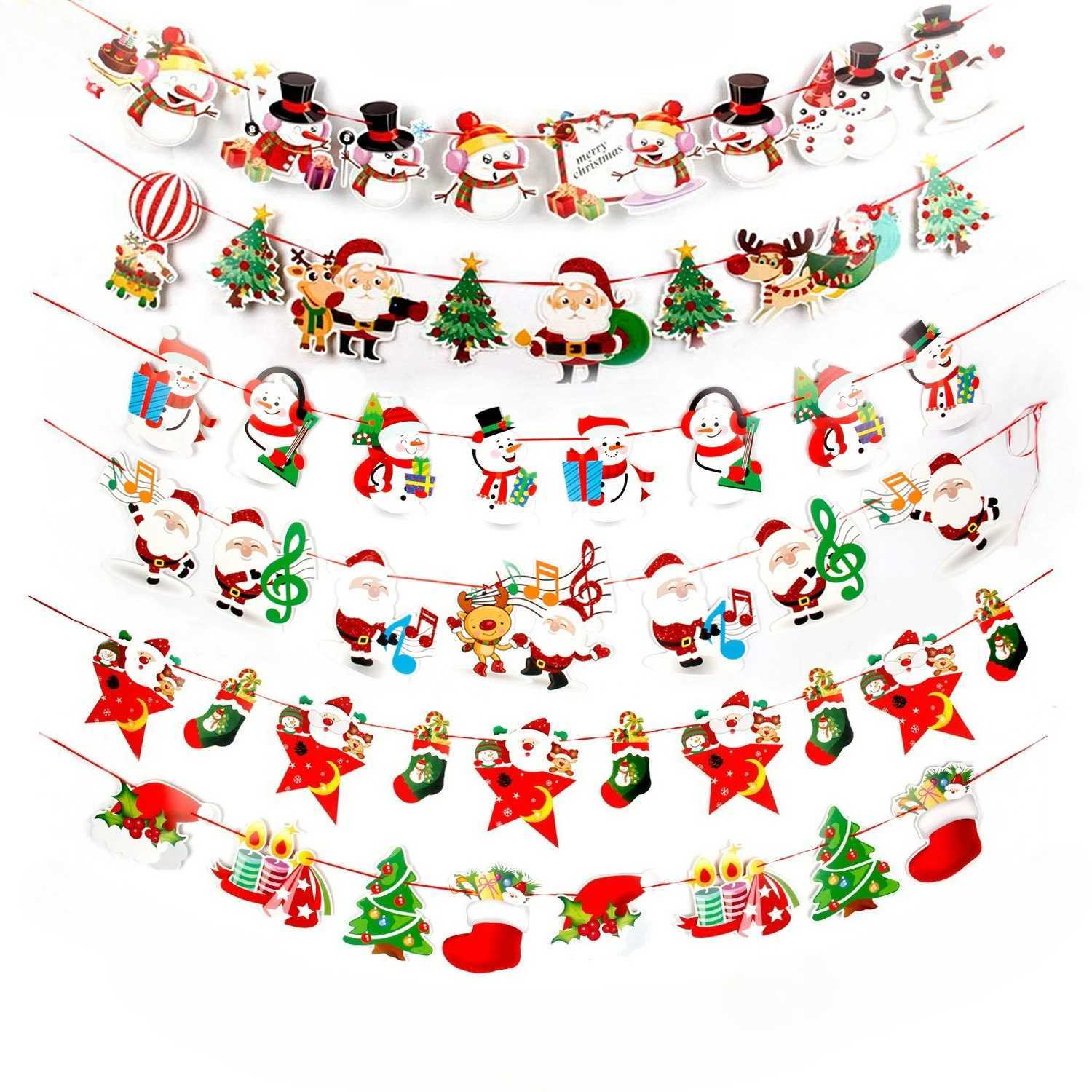 Christmas decorative items cartoon banners colorful flags Christmas festival scene arrangements paper hanging flags C251024