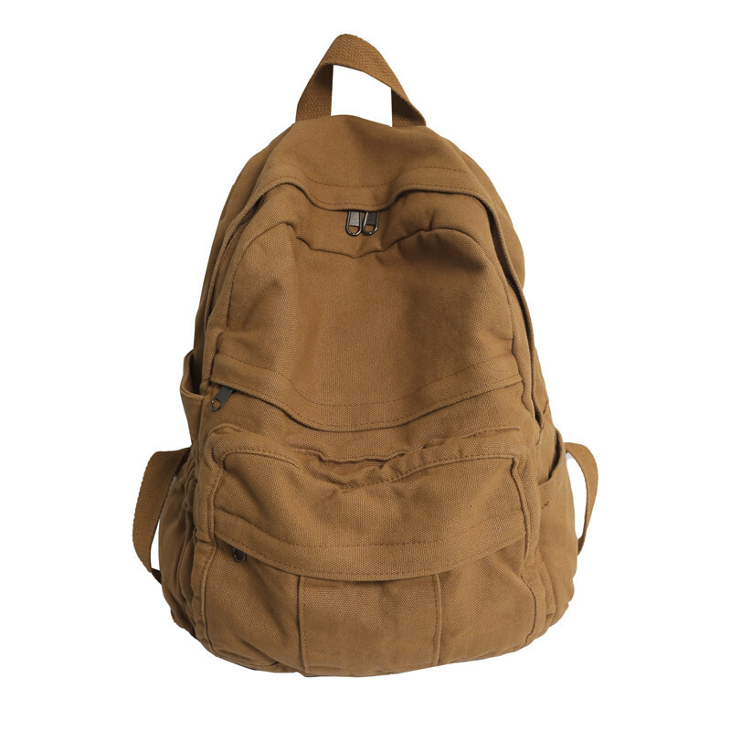 New high school retro designer backpack, retro washed canvas unisex backpack, old-fashioned student backpack