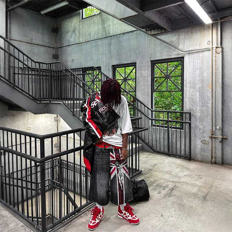 Y2K Vintage Washed Jeans Fashion British Flag Pattern Printing Casual Loose Denim Shorts Gothic Men Women Punk Rock StreetwearXJ251025