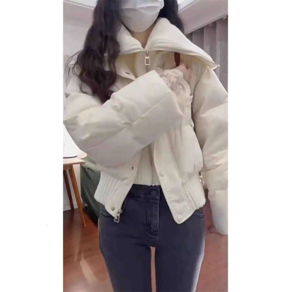 2025 Autumn Winter Women Fake Two Pieces Padded Turn-Down Collar Crop Down Jacket Korean Thick Parkas Outwears Designer Coats Designer Women