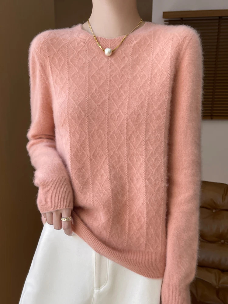 Womens Sweater Oneck 100 Merino Wool Knitwear Cashmere Pullover Autumn Winter Long Sleeve Grace Solid Comfortable Clothes Top 251023
