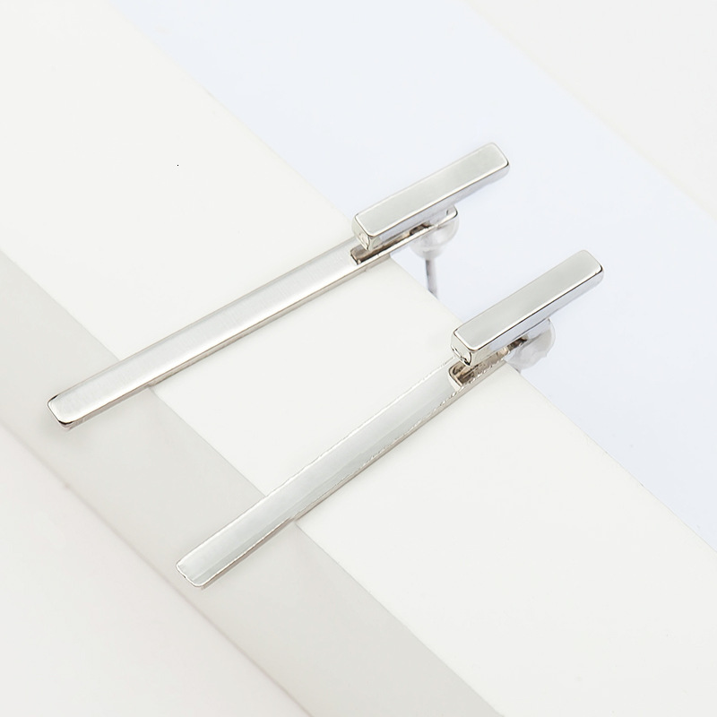 High-End Minimalist T-Shaped Metal Bar Stud One-Line Earrings Jewelry