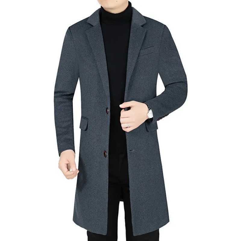 New Winter Men Fleece Woollen Overcoats Business Casual Cashmere Trench Coats Long Jackets Quality Male Winter Coats Wool BlendsT251025