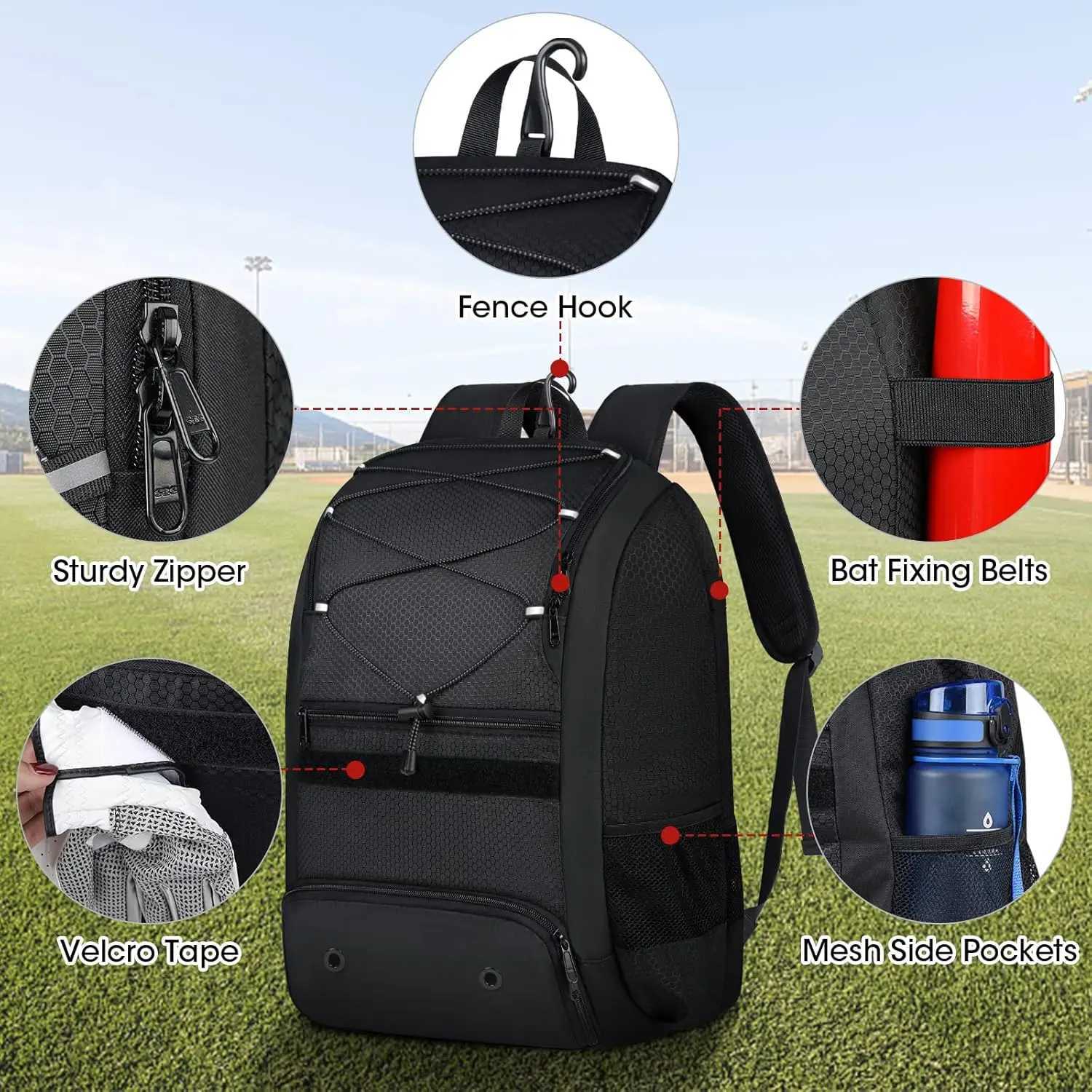 Large capacity Baseball Backpack Lightweight Softball Bat Backpack with Shoe Compartment Softball Bat Bag Softball Equipment W251025