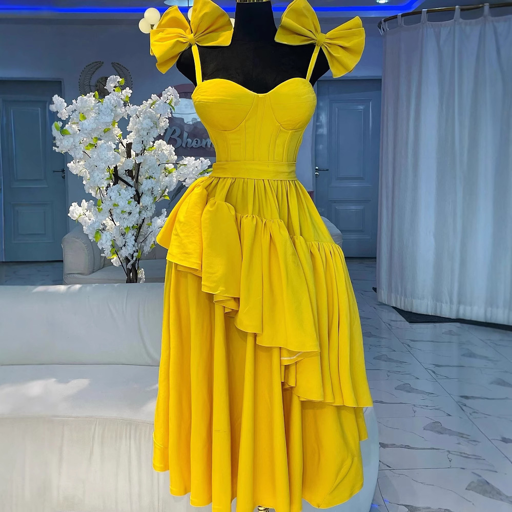 Designer's fashionable new waist tied bow sexy dress African women's clothing