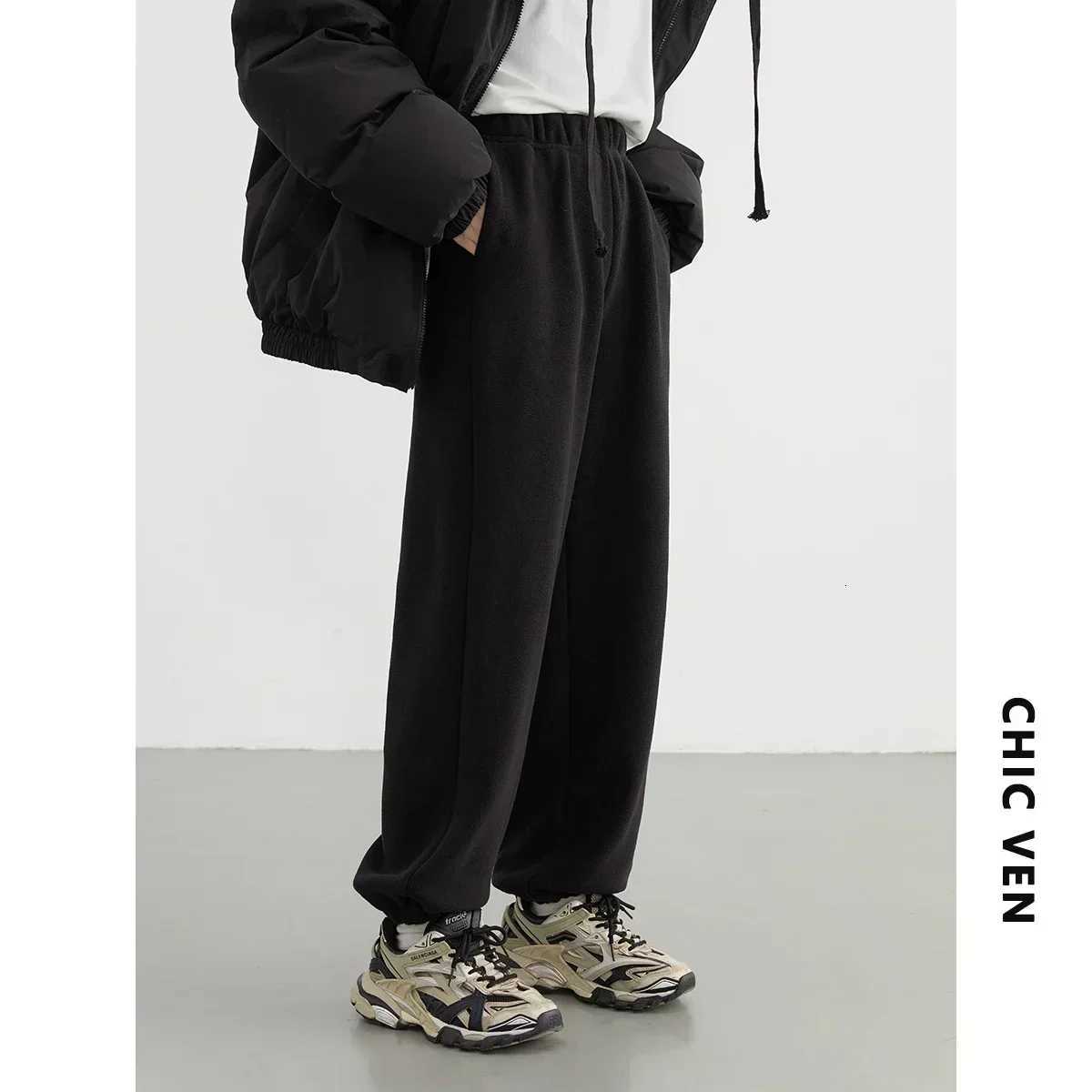 CHIC VEN Womens Pant Loose Casual New High Waist Fleece Pant Thick Plush Warm Female Sports Trousers Autumn Winter 2023T251025