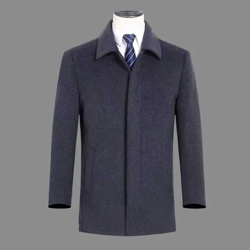 A stylish and cool short wool coat with buttons and lapels for men in autumn and winter a highend business dad suitT251025