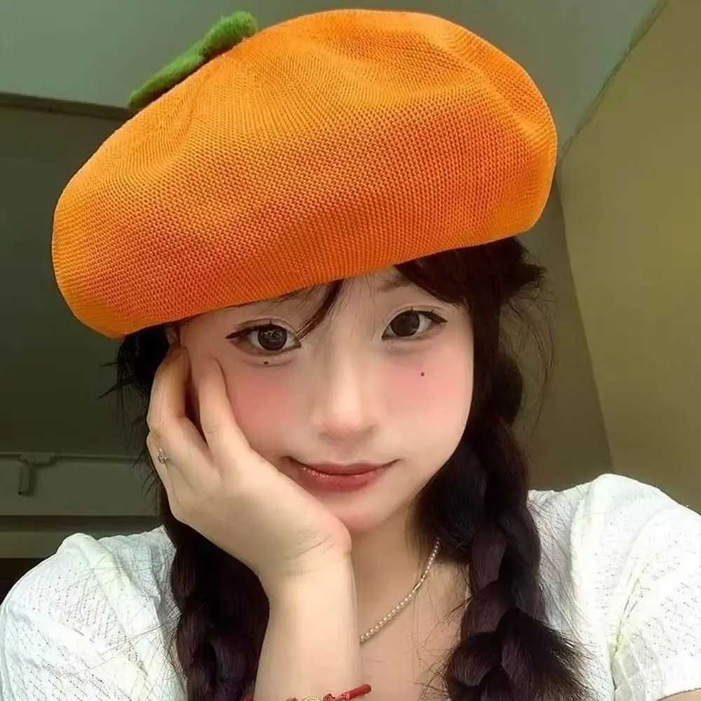 Fashion Peach Girl Painter Hat Breathable Orange Beret Fruit Cs Fresh Cute Casual Beanie Beret C Wen Girls Y251025
