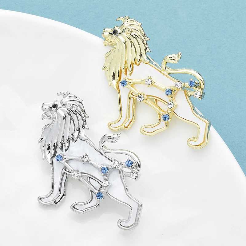 Wulibaby Zodiac Leo Brooch Pins Alloy Shell Animal Lion Badge Women Jewelry Brooches Gift J251115