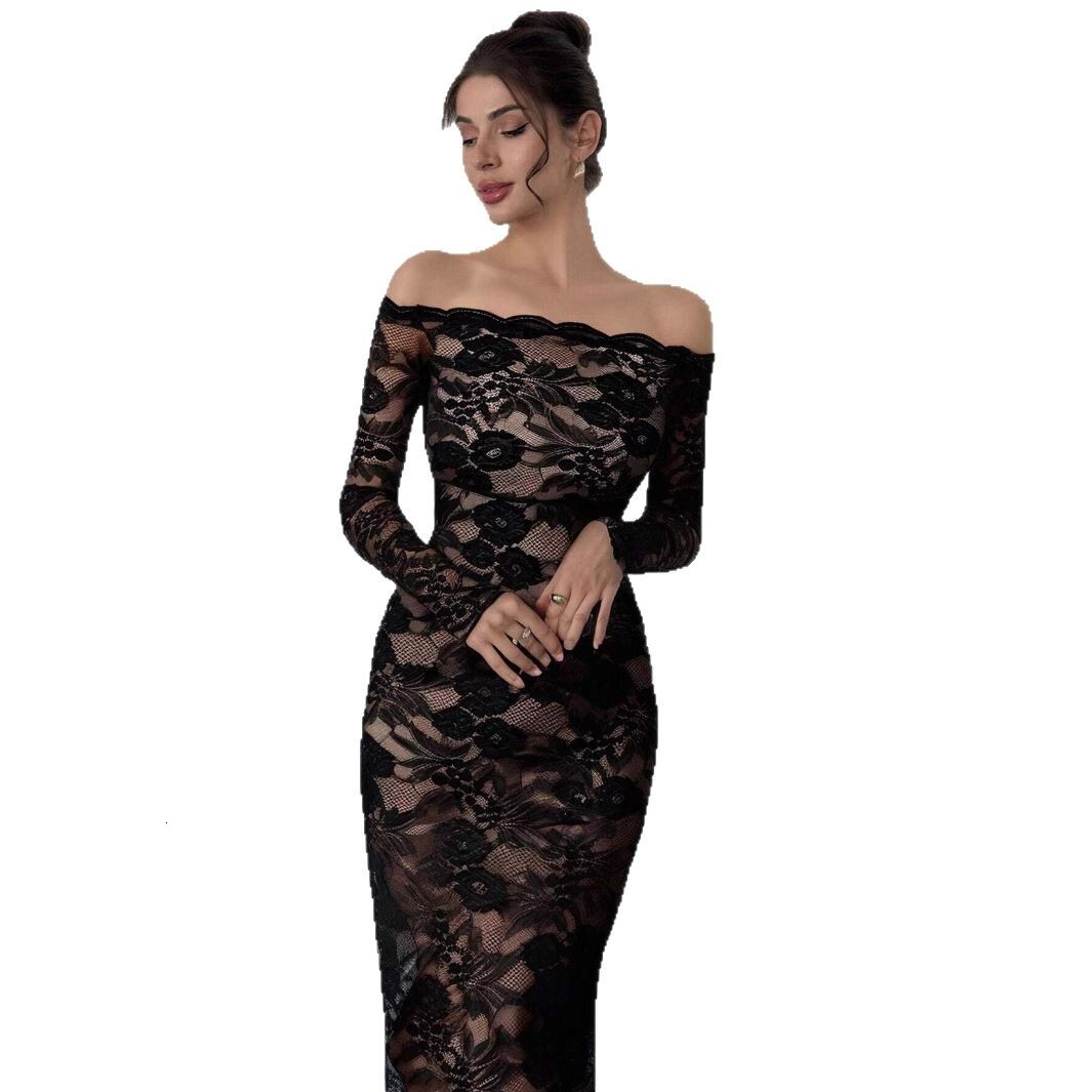 2025 New Designer Lace Long Skirt Hot Selling Fashion Shoulderless Long Skirt in Europe and America