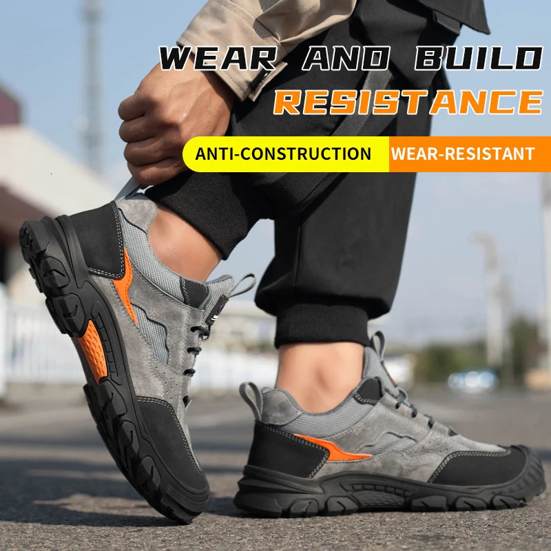Steel Toe AntiPuncture Work Shoes Men Reinforced Sole Abrasion Resistant Safety Shoes Antismash Construction Working Boots 251023