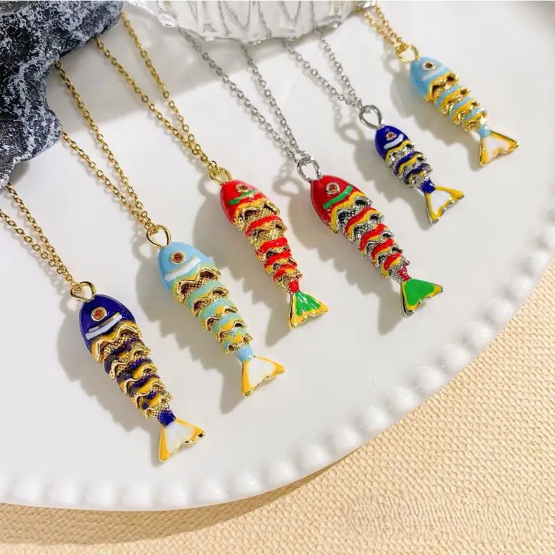 Exquisite Ocean Small Fish Pendant Necklace For Women Stainless Steel Personalized Collarbone Chain Cute Jewelry Gift 251023