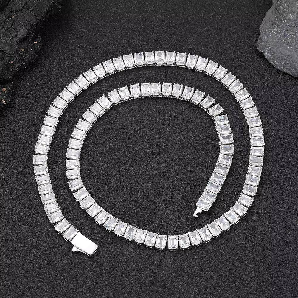 High Jewelry Hip Hop Bracelet 7mm Spring Buckle Rectangular Zircon Tennis Chain Moissanite Mens Bracelet Wholesale