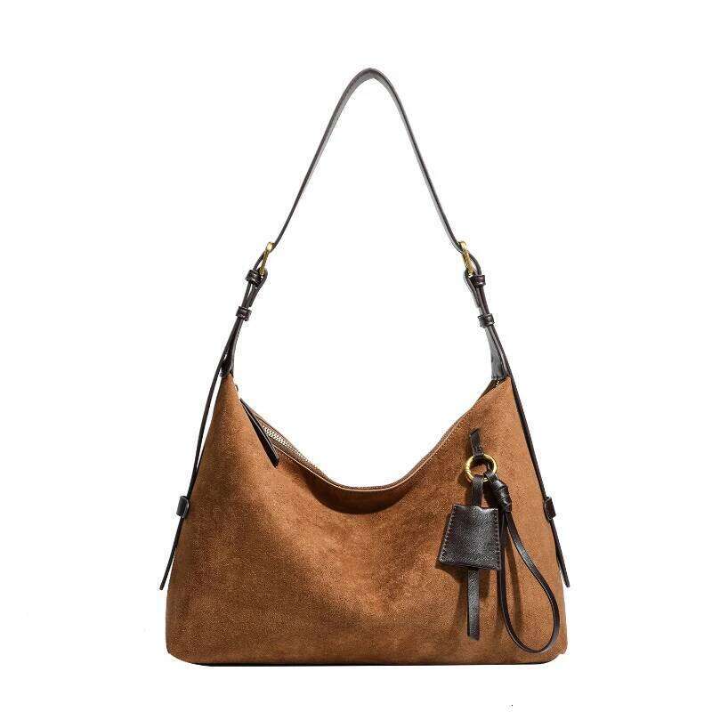 Faux Suede Shoulder Large Capacity Solid Color Underarm Bag Simple Casual Commuter Handbag Designer Purses 251025