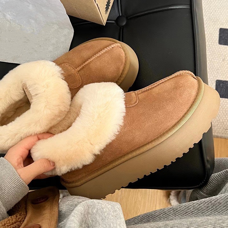 2025 Winter New Design Fleece-Lined Thick Bottom Height Increasing Snow Boots Fashionable and Versatile Outdoor Wear resistant and Anti slip Cotton Sh