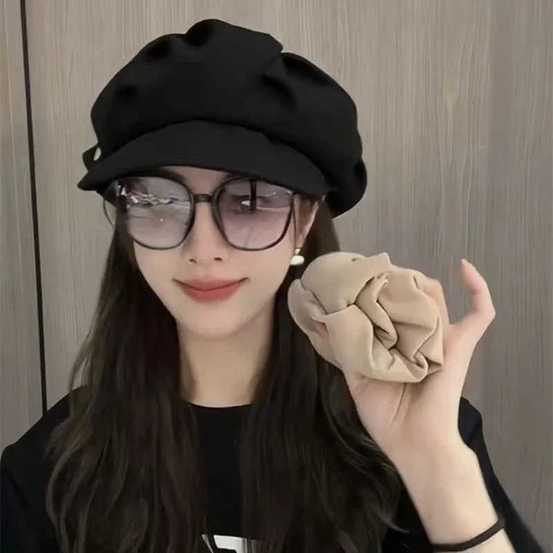 Cloud hat wens pleated bag face recognition small octagonal hat travel daily leisure beret Y251025