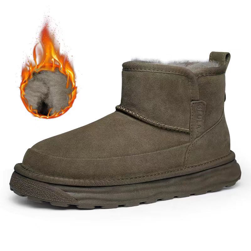 Designer bag autumn and winter fur on Leather warm snow boots thickened fashionable casual work wear boots for man