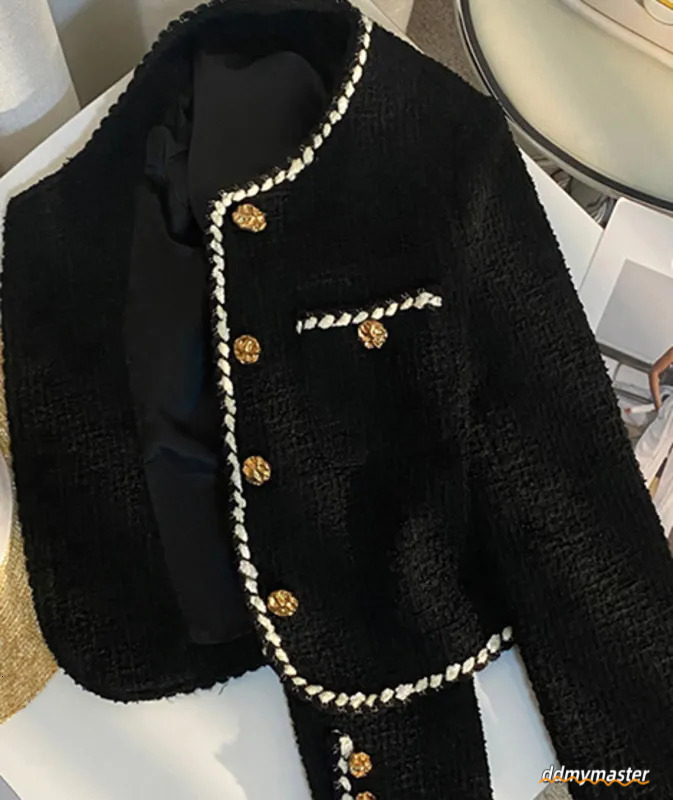 Elegant Tweed Cropped Jacket - Women's Vintage Quilted Coat For Commute & Winter Outwear Ddmymaster