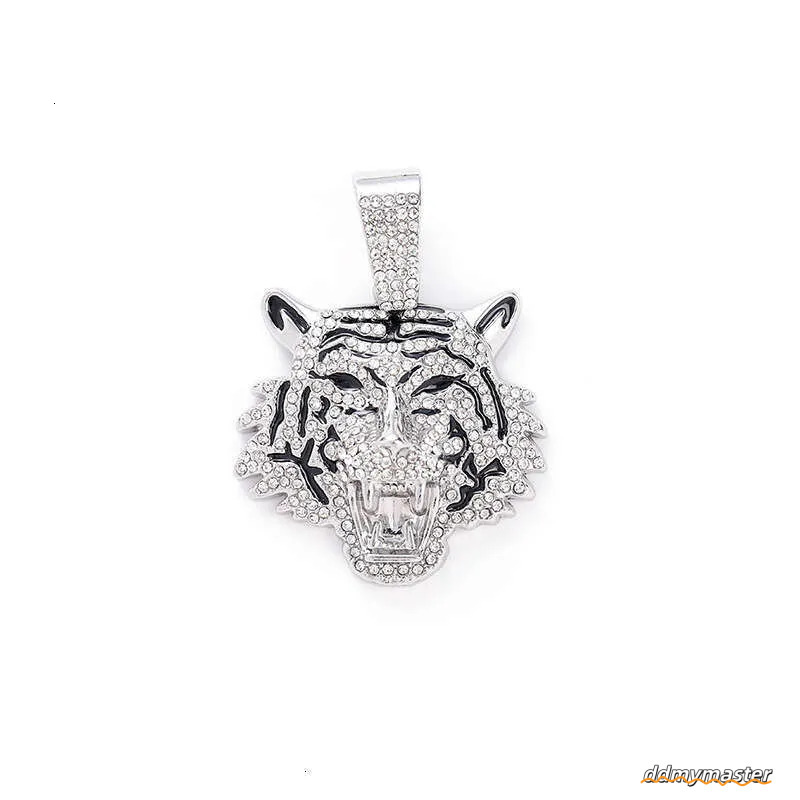 Men's Hip-Hop Tiger Pendant Necklace: Alloy Cuban Chain With 3D Full Dia Style Ddmymaster