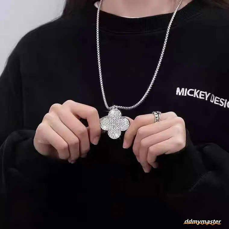 Elegant Four-Leaf Clover Pendant Necklace: Long Titanium Steel Sweater Chain For Women, Autumn & Winter Fashion Ddmymaster