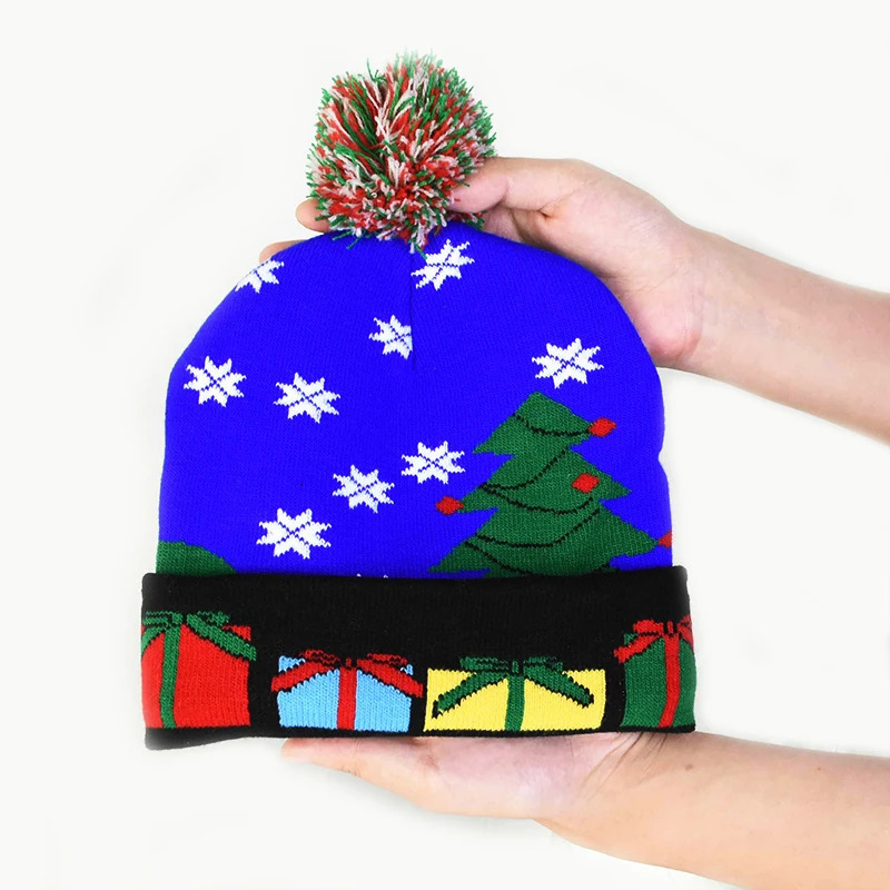 Flashing Led Light Christmas Hat Snowman Winter Warm Color Knitted Cap Merry Christmas Gift For 2026 Year Xmas Party Decor 251023