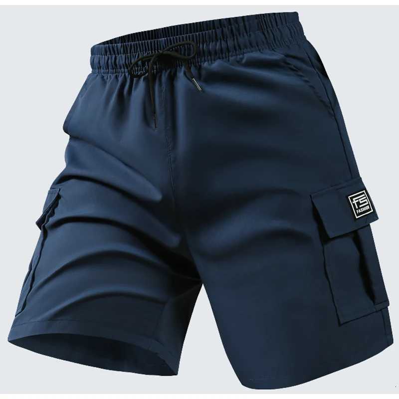 Mens Summer Utility Shorts Versatile Casual Wear with MultiPockets Elastic Waist for Hiking Daily Use CargoShortsXJ251025