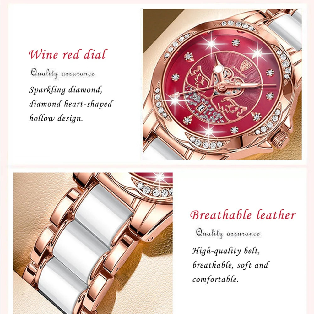 POEDAGAR Womens Quartz Watch Waterproof Luminous Date Ceramics Steel Watches For Woman Diamond Elegant Ladies Wristwatch 251021