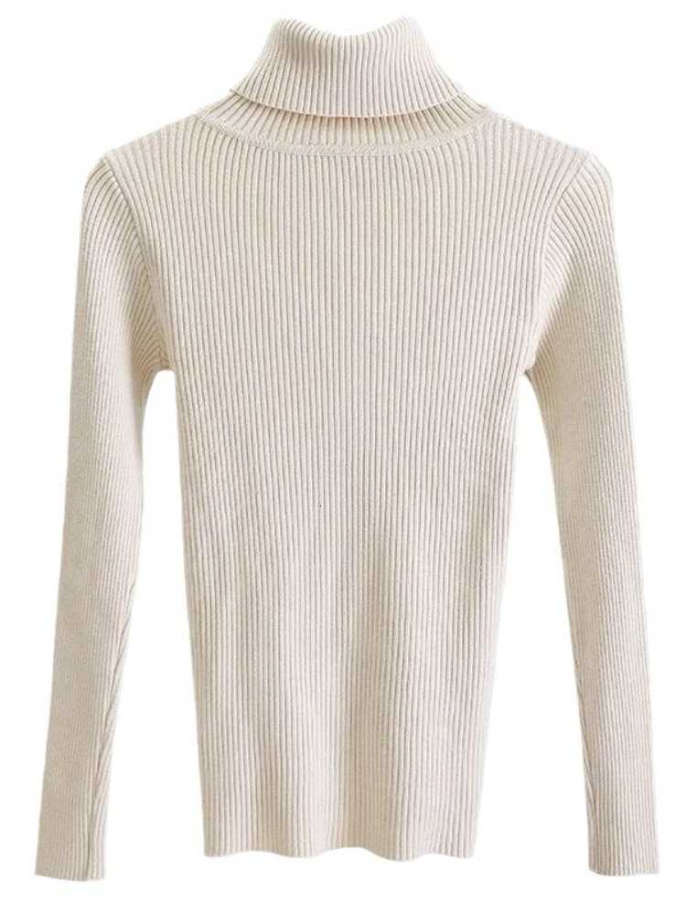 Autumn Winter 2025 Solid Knitted Sweaters Korean Women Sweater Turtleneck Basic Slim Elastics Pullovers Versatile Warm JumperT251025