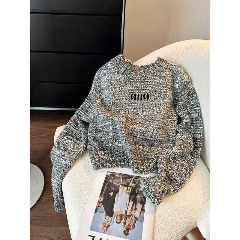Female Fashionable Patchwork Knitting Oneck Long Sleeve Pullovers Autumn Winter Fashion Letter Screw Thread Solid Color SweaterT251025