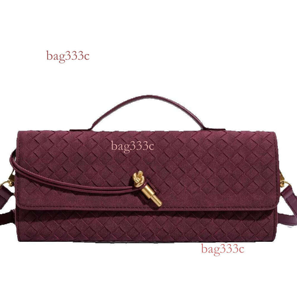 Handwoven Cowhide Evening Fashion Clutch Exquisite Versatile Handbag Crossbody Baguette Bag Matte Cowhide Woven Bag